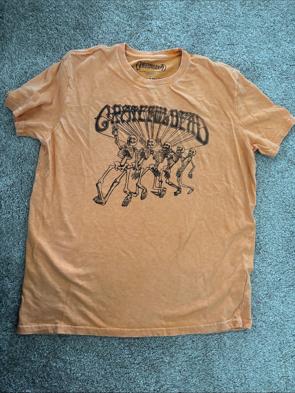 Grateful Dead Peach-Orange Short Sleeve Skeleton Graphic Tee